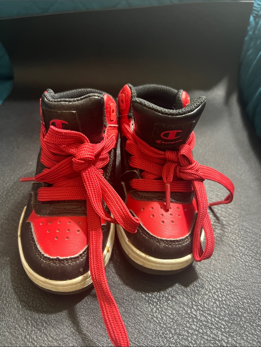 Champion Kids High-Top Sneakers in Red and Black